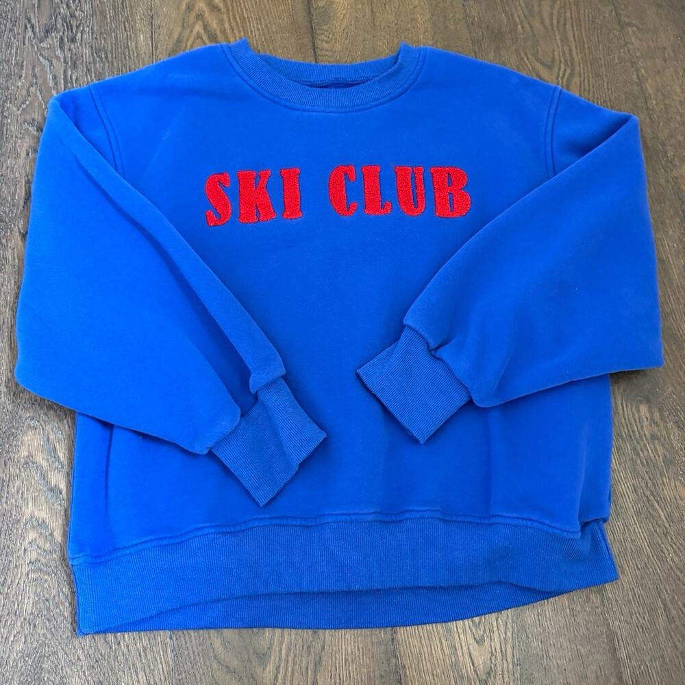 Panache Apparel Womens Ski Club Logo Sweatshirt Blue Sz S